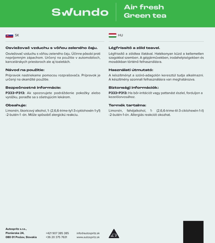 Osviežovač vzduchu Air Fresh Green Tea 