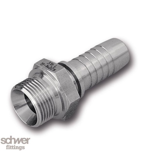 [A/16] Schwer hose adapter AGR 1.4571 DN6 G3/8" sealing cone 60 ° SA-AGR6G38